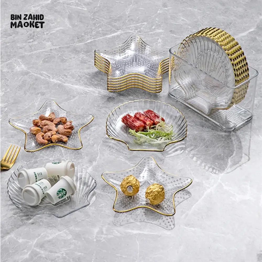 LUXURY 8-PIECE ACRYLIC SNACK PLATTER SET – FRUIT DESSERT AND TASTING PLATES - STAR