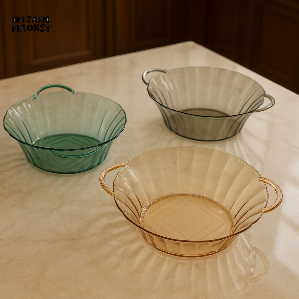LUXURY ACRYLIC SERVING DISH – ROUND BOWL WITH SIDE HANDLES FOR TABLETOP - 20CM