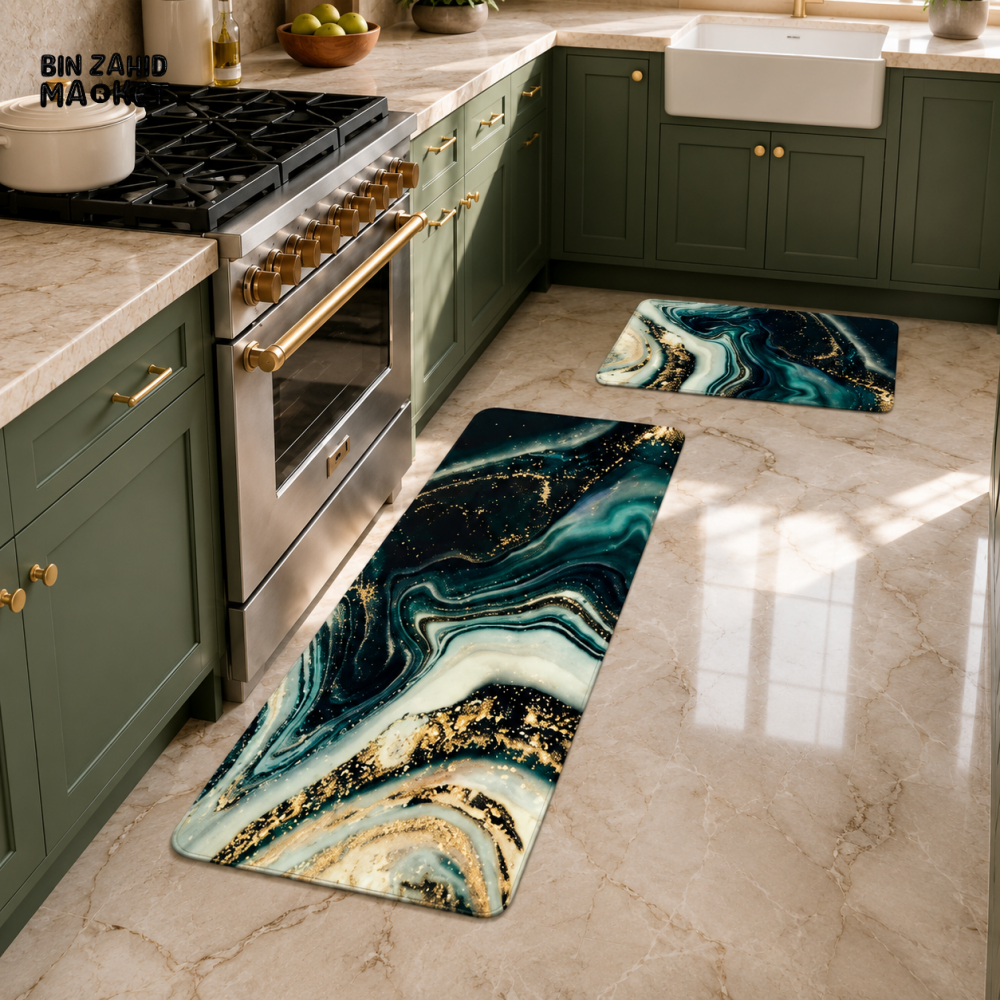 LUXURY AGATE MARBLE KITCHEN MAT SET - MEDIUM - 4 Length / 1.25 Ft - Door Mats