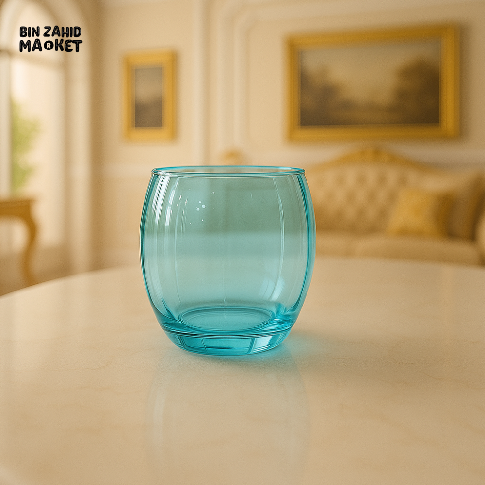 LUXURY AMBER GLASS TUMBLER – ELEGANT DRINKING CUP FOR VILLA TABLETOP DECOR - SKY BLUE