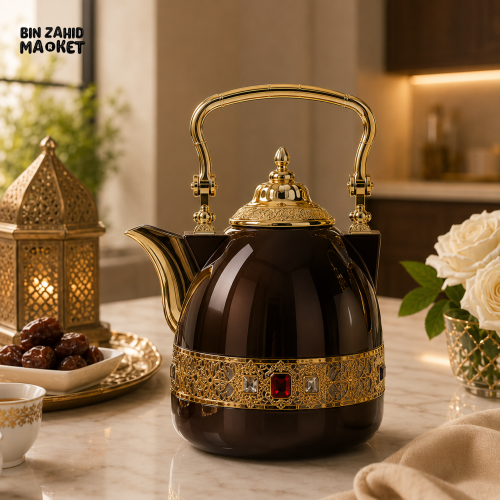 LUXURY ARABIC VACUUM INSULATED THERMAL DALLAH 1.0 LITER 1-PIECE - BLACK