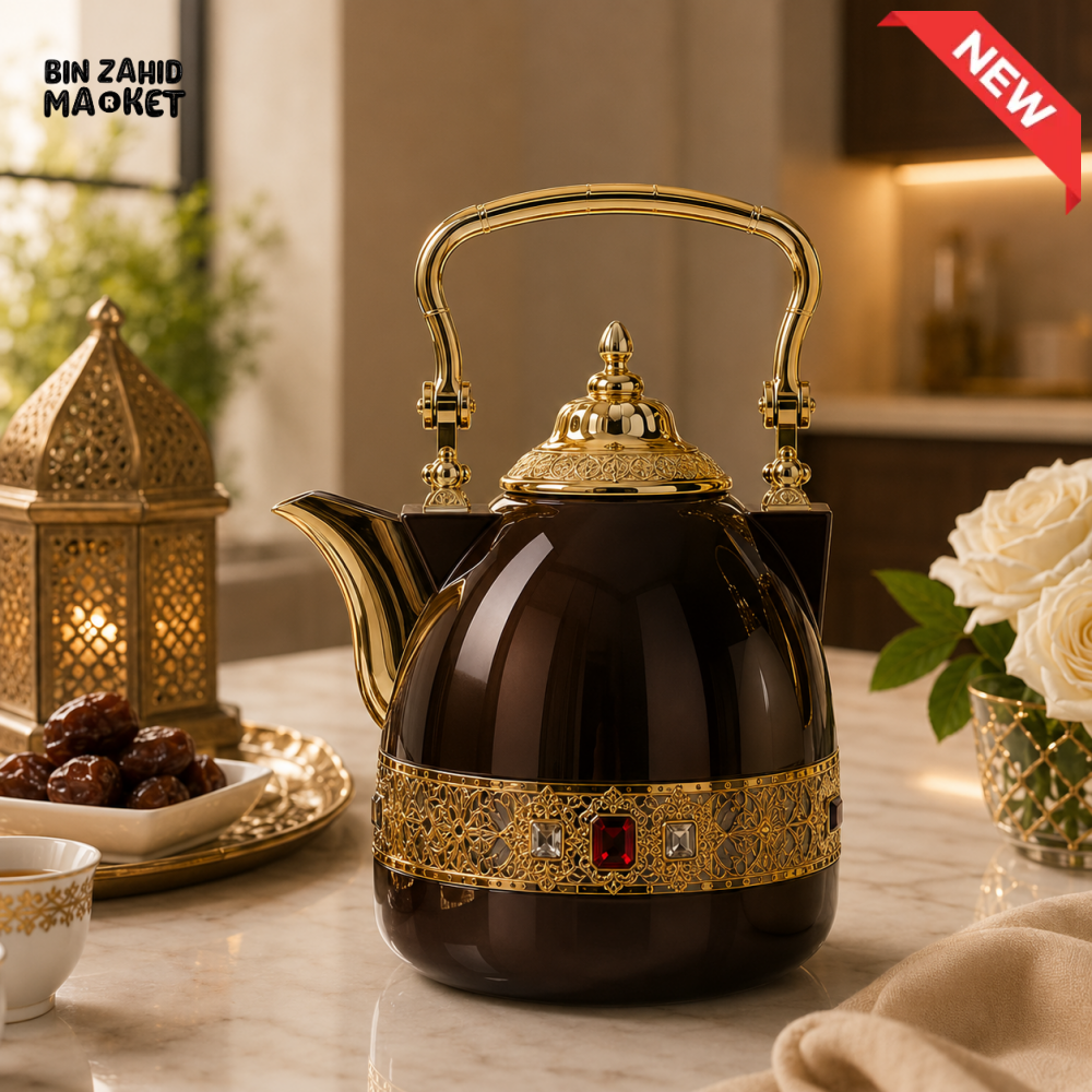 LUXURY ARABIC VACUUM INSULATED THERMAL DALLAH 1.0 LITER 1-PIECE - BLACK