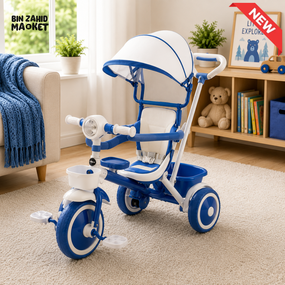 LUXURY BABY STROLLER TRICYCLE WITH CANOPY - BLUE