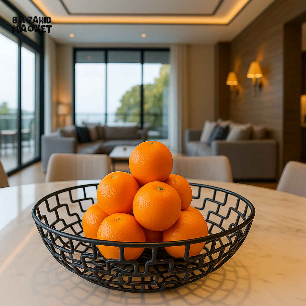 LUXURY BLACK METAL FRUIT BASKET – DESIGNER TABLETOP DECOR FOR MODERN VILLA DINING