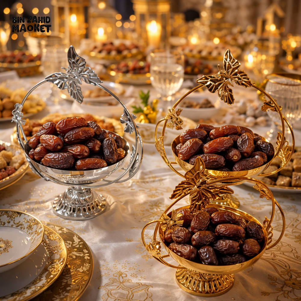 LUXURY BUTTERFLY DATE SERVING BOWL SET – ELEGANT GOLD & SILVER IFTAAR TABLE DECOR
