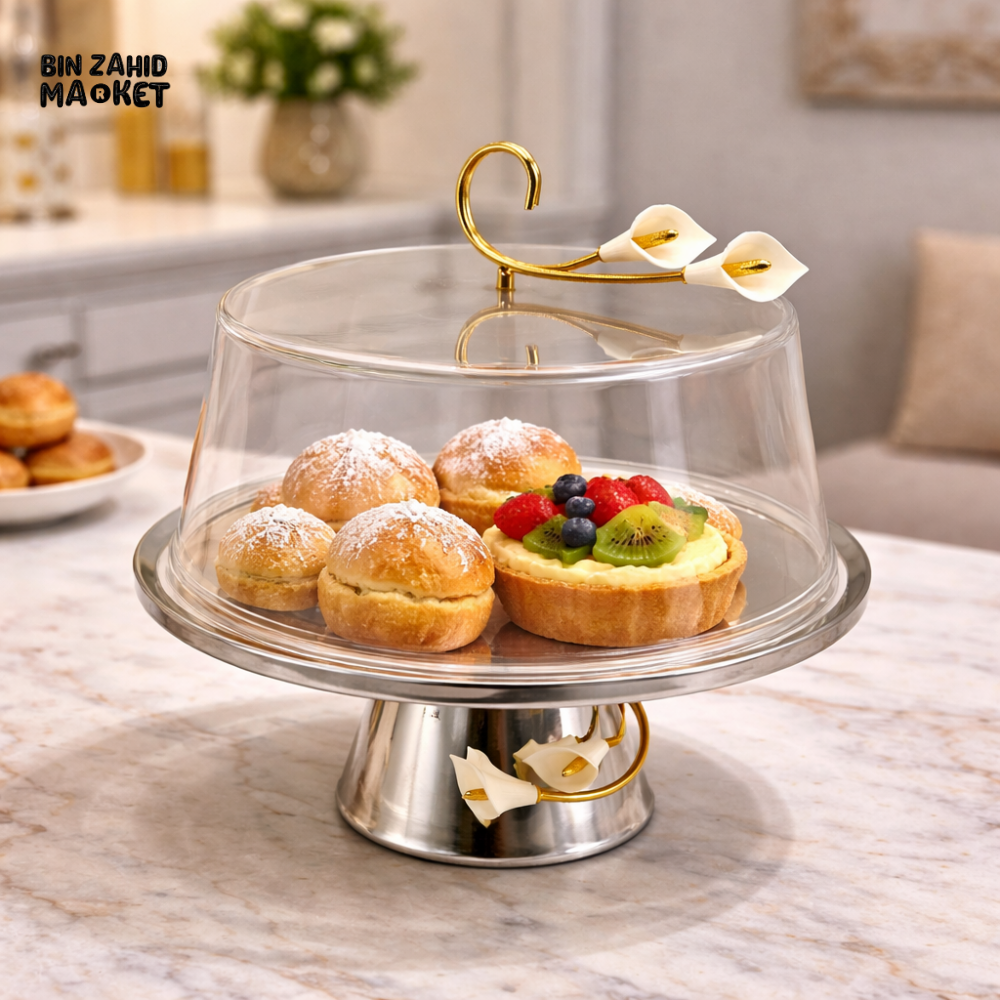 LUXURY CAKE STAND WITH ACRYLIC DOME COVER