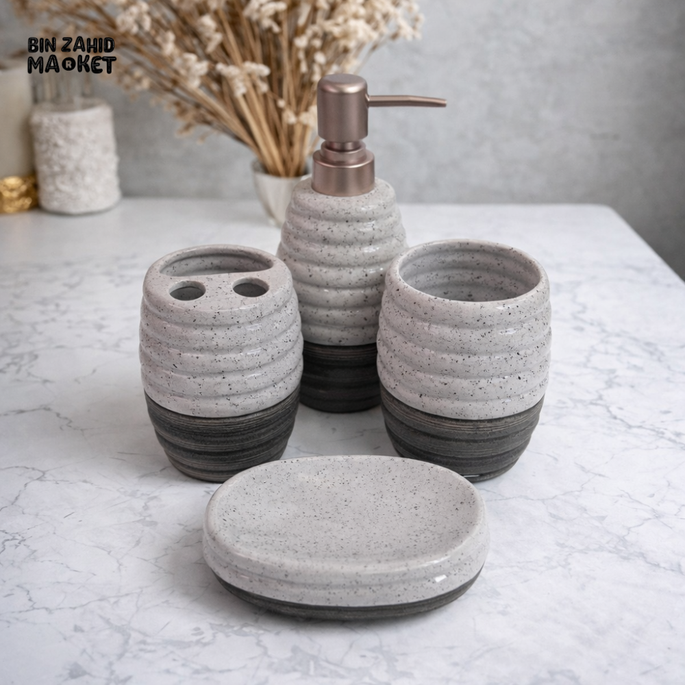 LUXURY CERAMIC BATHROOM ACCESSORY SET – KLEEYO BATH SET PRO