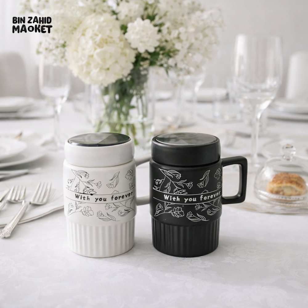 LUXURY CERAMIC COFFEE MUG 1 PIECE – MINIMAL FLORAL STYLE PERFECT FOR HOME & GIFTING
