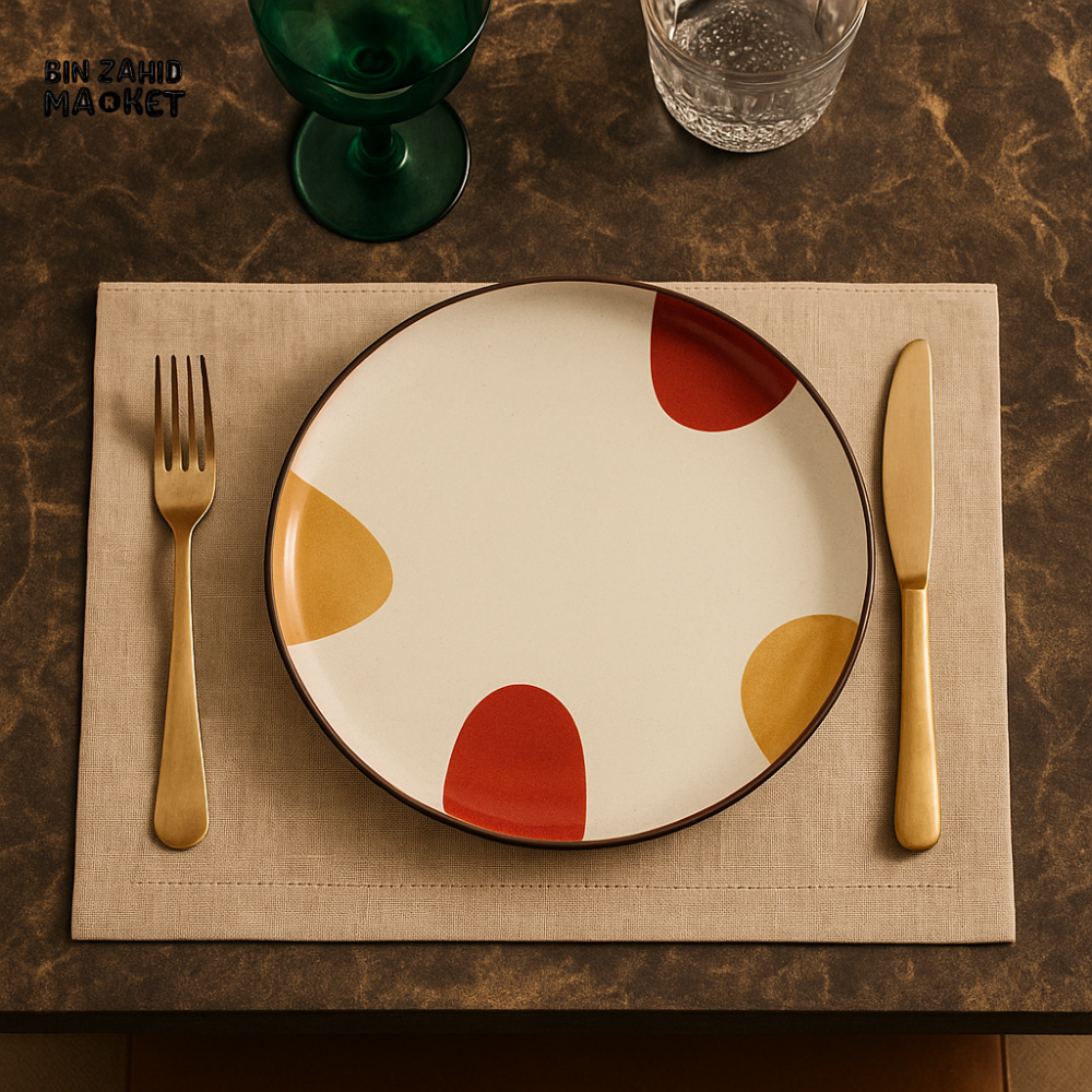 LUXURY CERAMIC DINNER PLATE – MODERN ABSTRACT DESIGN FOR ELEGANT TABLETOP DECOR