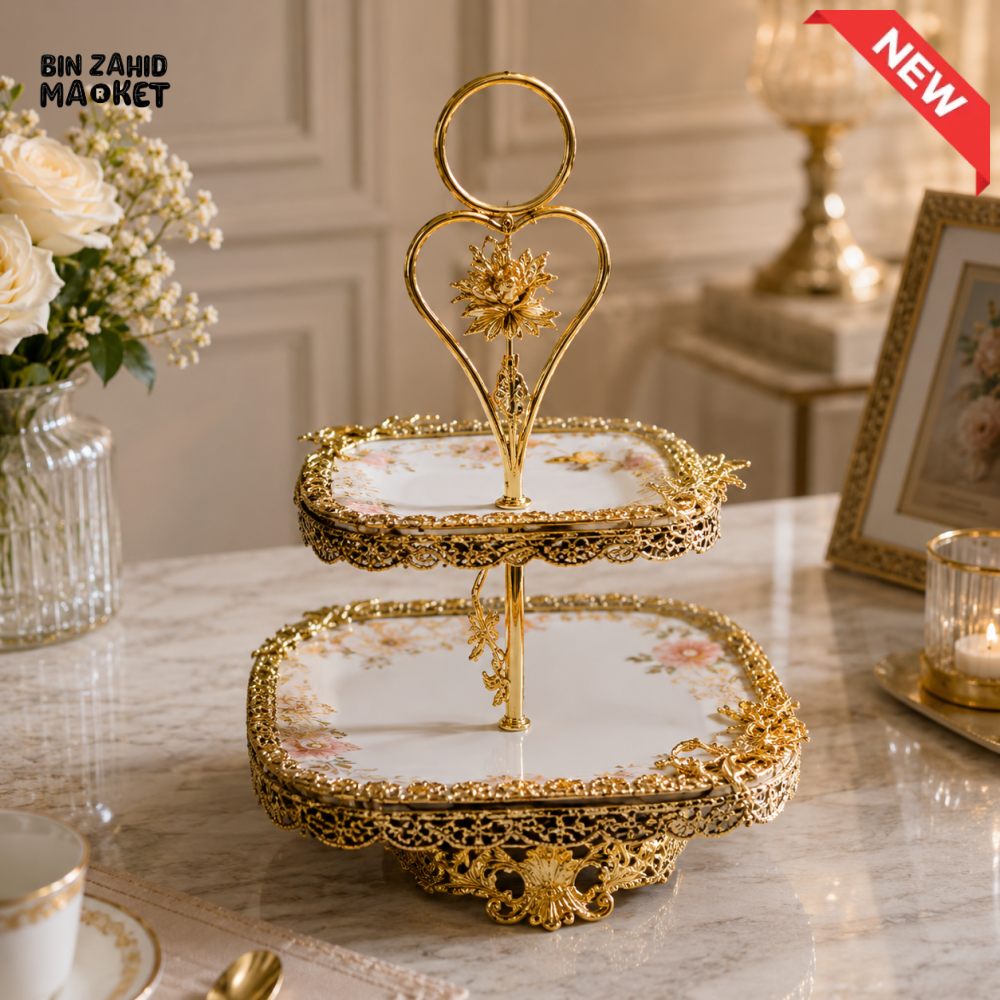 LUXURY CERAMIC SERVING STAND - 2 LAYER