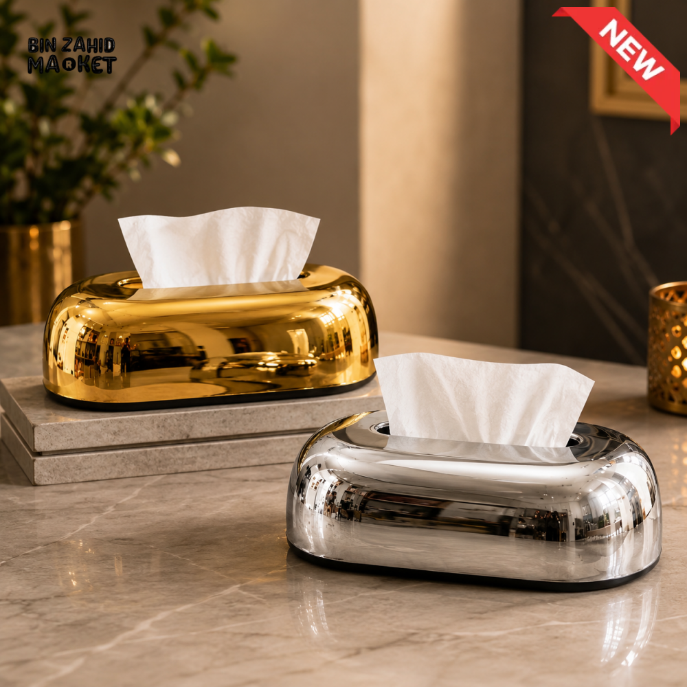 LUXURY CHROME TISSUE BOX HOLDER - SILVER