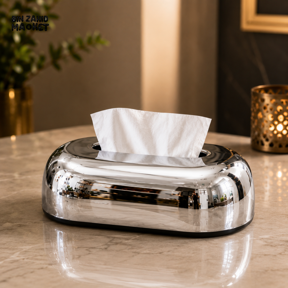 LUXURY CHROME TISSUE BOX HOLDER - SILVER