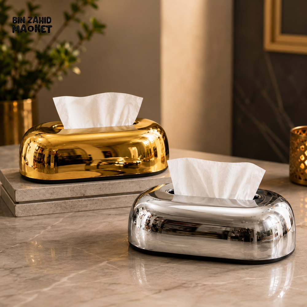 LUXURY CHROME TISSUE BOX HOLDER - SILVER