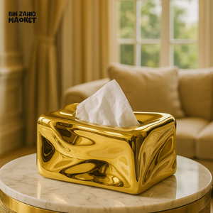 LUXURY CHROME TISSUE BOX MODERN DESIGN WITH ELEGANT VILLA AESTHETIC - GOLDEN