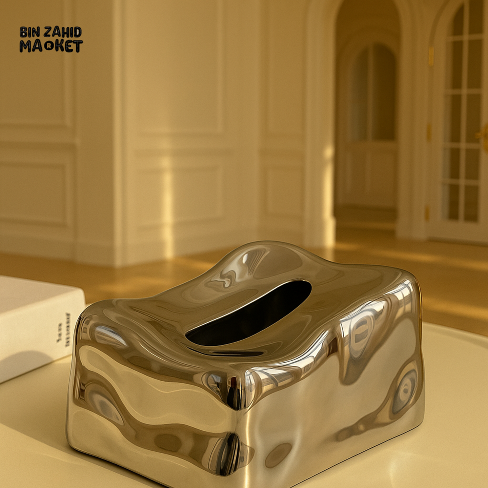 LUXURY CHROME TISSUE BOX MODERN DESIGN WITH ELEGANT VILLA AESTHETIC - SILVER