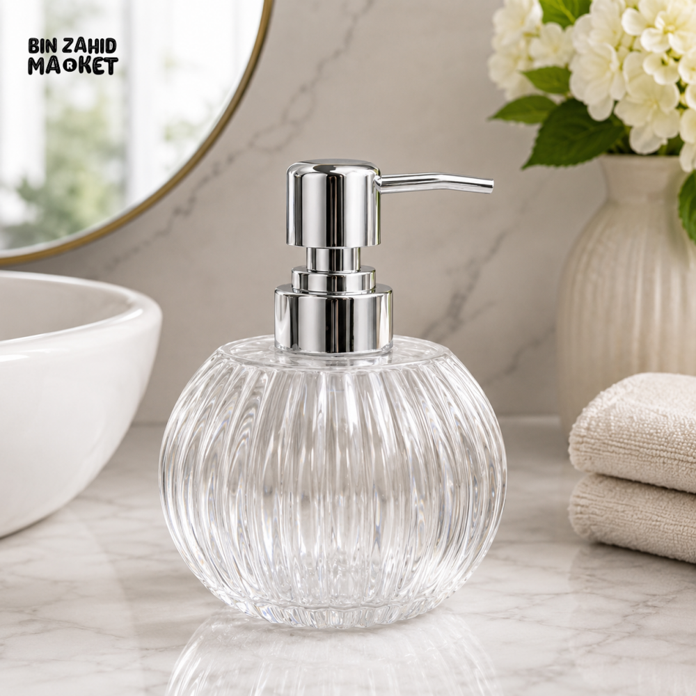 LUXURY CLEAR SOAP DISPENSER WITH CHROME PUMP | 250 ML