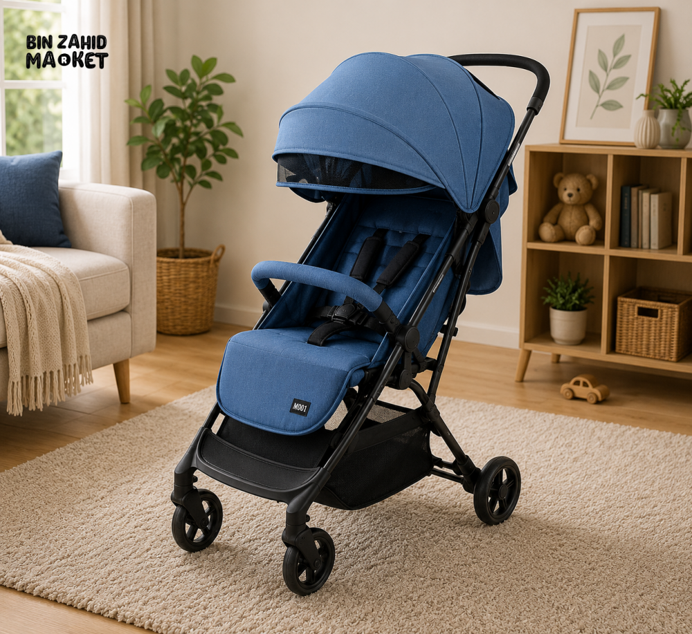 LUXURY COMPACT BABY STROLLER - BLUE