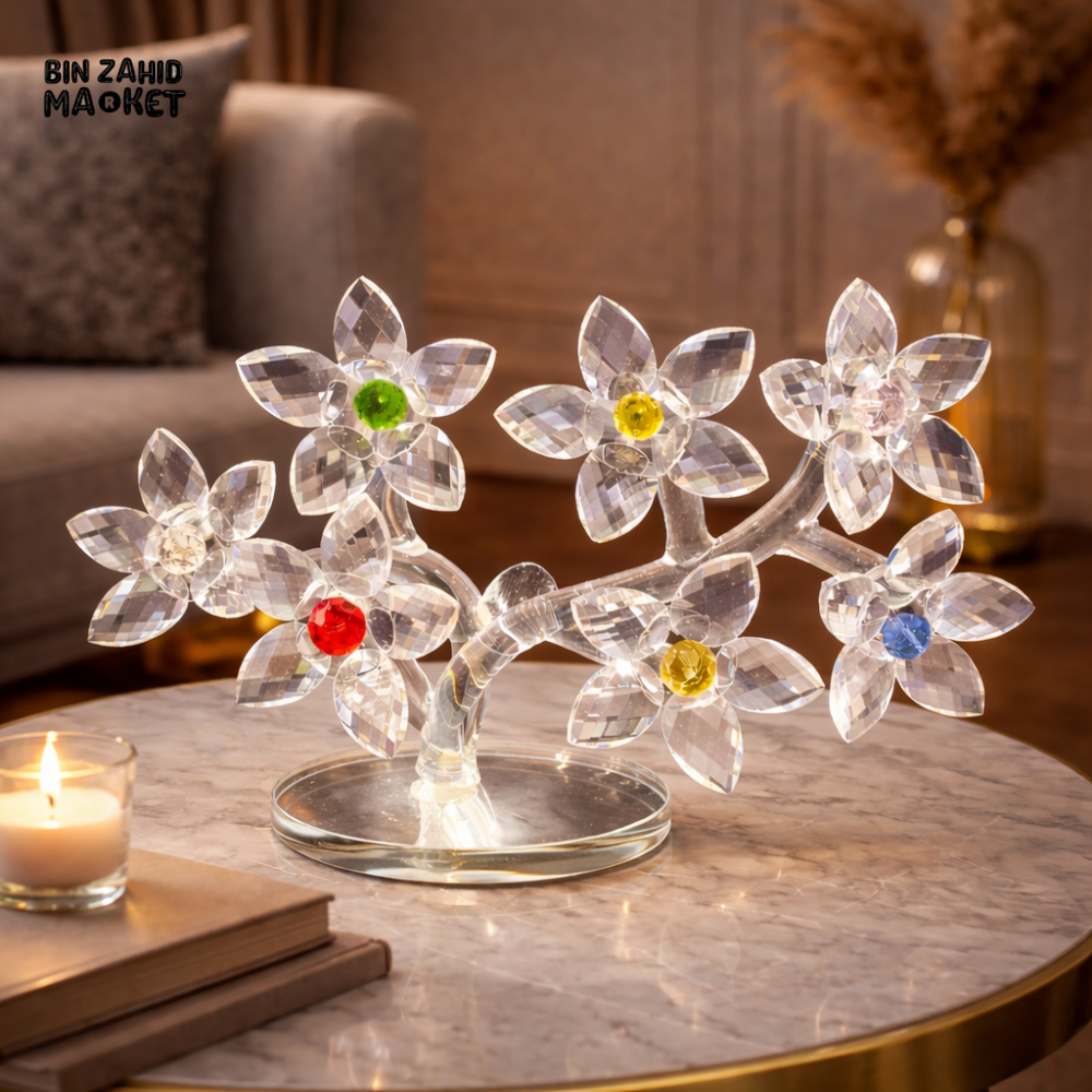 LUXURY CRYSTAL FLOWER DECOR ORNAMENT | ELEGANT TABLE SHOWPIECE