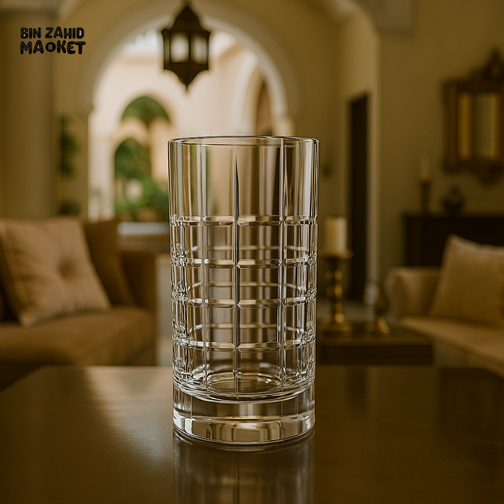 LUXURY CRYSTAL WATER GLASS 6 PIECE – GEOMETRIC DESIGN TRANSPARENT DRINKING TUMBLER