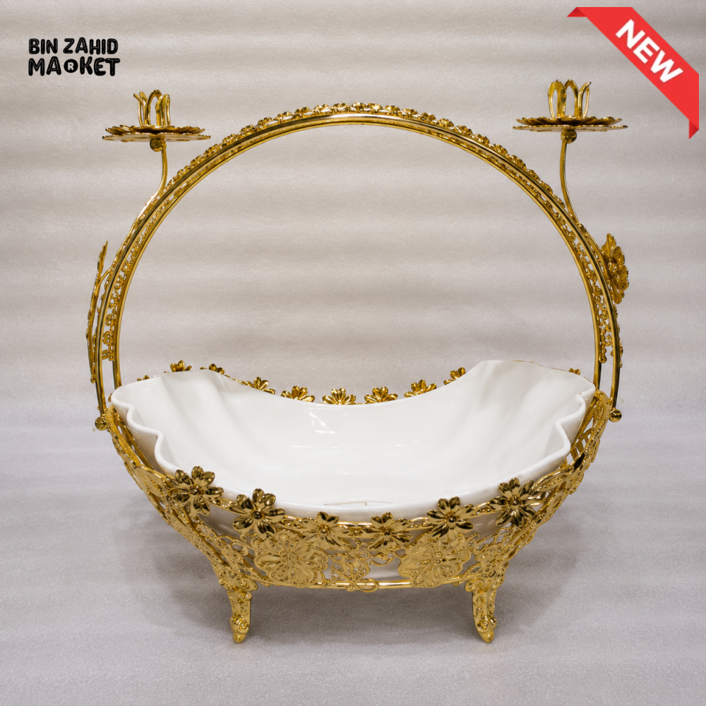 LUXURY DECORATIVE FRUIT BASKET WITH CANDLE HOLDERS