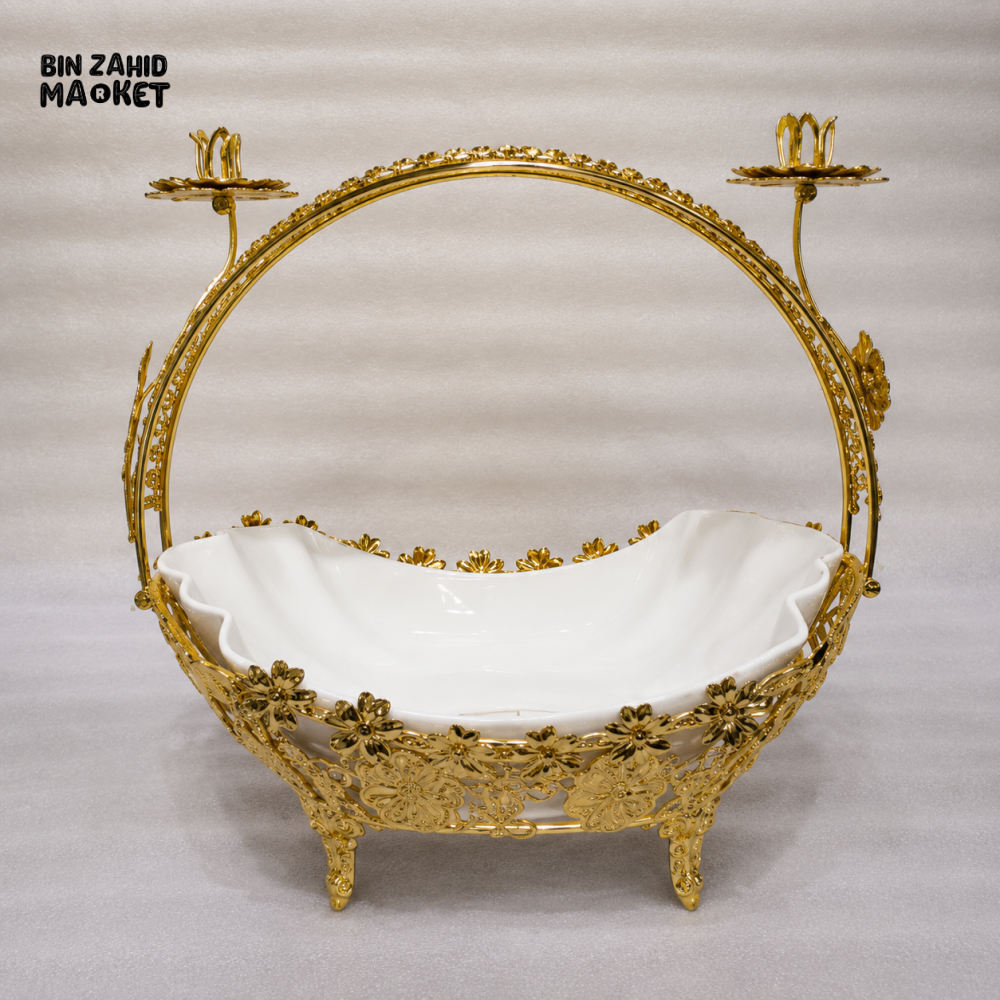 LUXURY DECORATIVE FRUIT BASKET WITH CANDLE HOLDERS