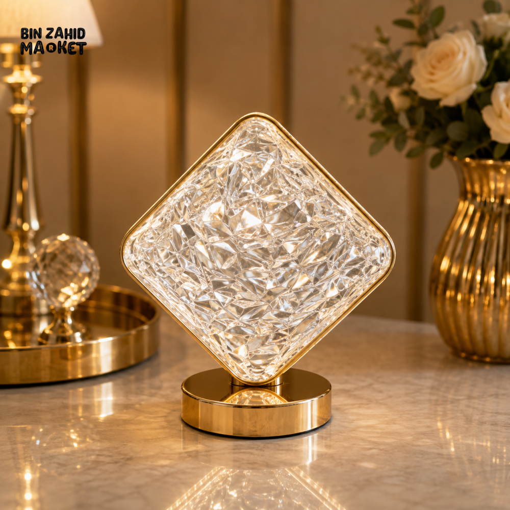 LUXURY DIAMOND CRYSTAL LED TABLE LAMP WITH GOLD BASE