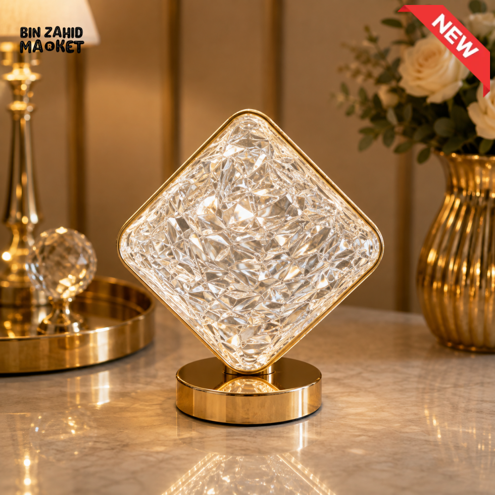 LUXURY DIAMOND CRYSTAL LED TABLE LAMP WITH GOLD BASE