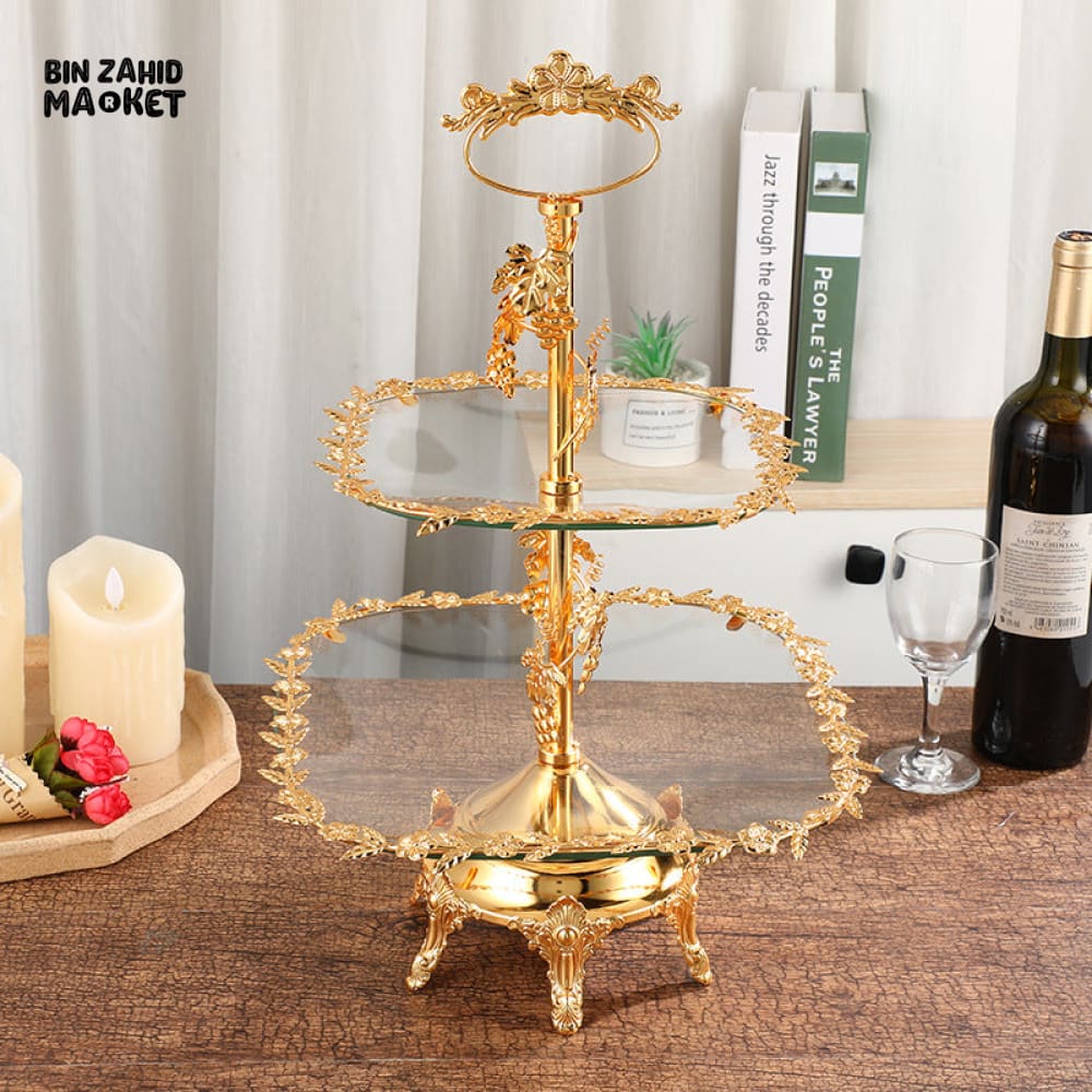 LUXURY EUROPEAN 2-TIER SERVING PLATE – FRUIT & DRY FOOD DISPLAY STAND FOR WEDDINGS & EVENTS