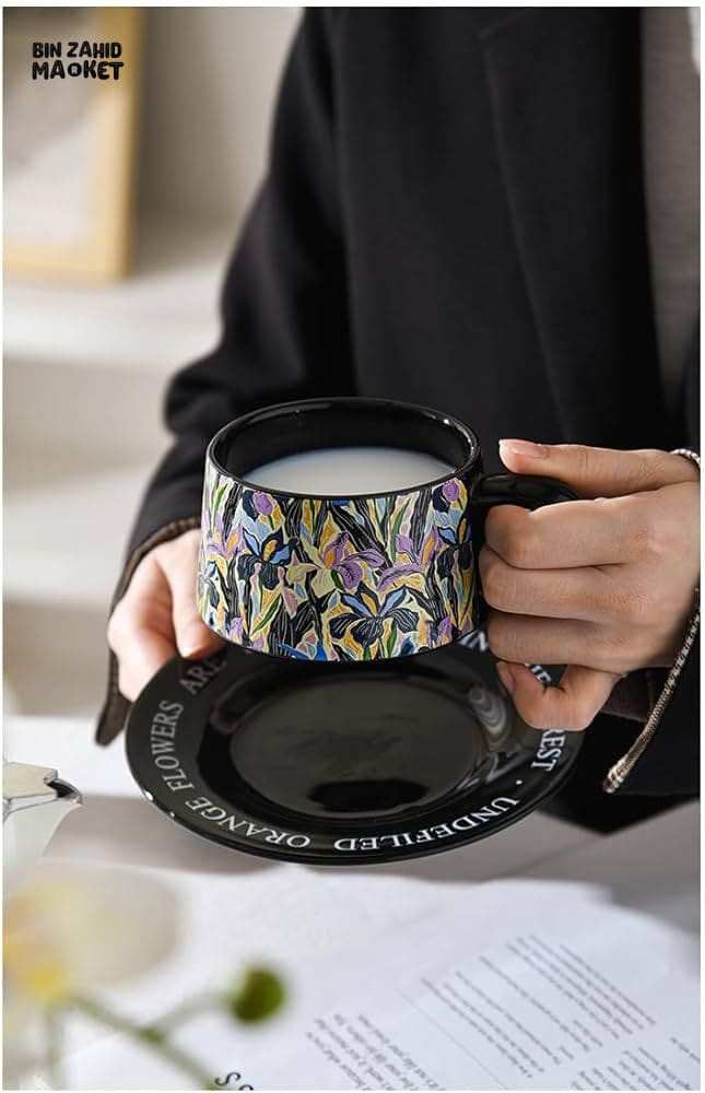 LUXURY FLORAL CERAMIC TEACUP & SAUCER SET