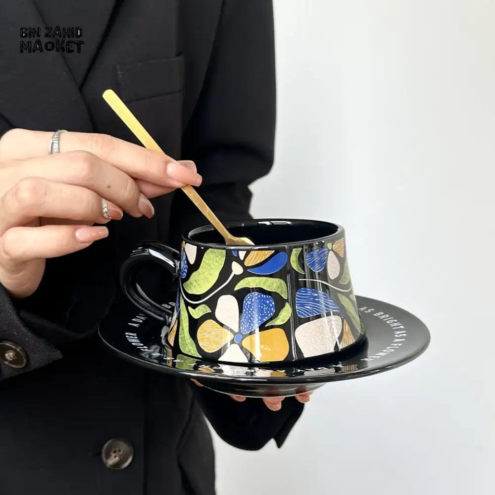 LUXURY FLORAL CERAMIC TEACUP & SAUCER SET