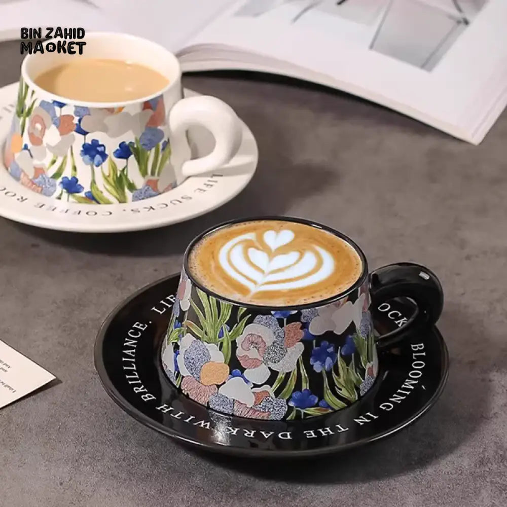 LUXURY FLORAL CERAMIC TEACUP & SAUCER SET