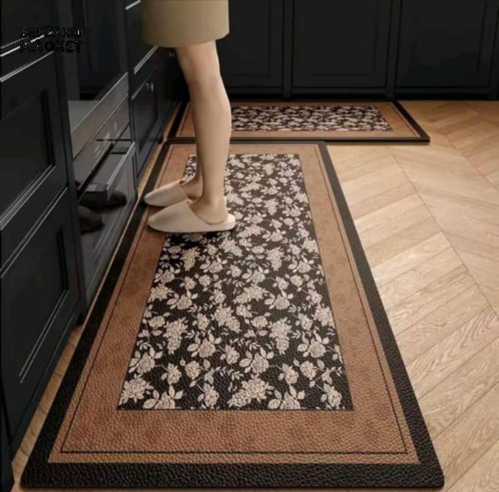 LUXURY FLORAL KITCHEN FLOOR MATS – NON SLIP WATERPROOF & EASY CLEAN ANTI FATIGUE RUG SET
