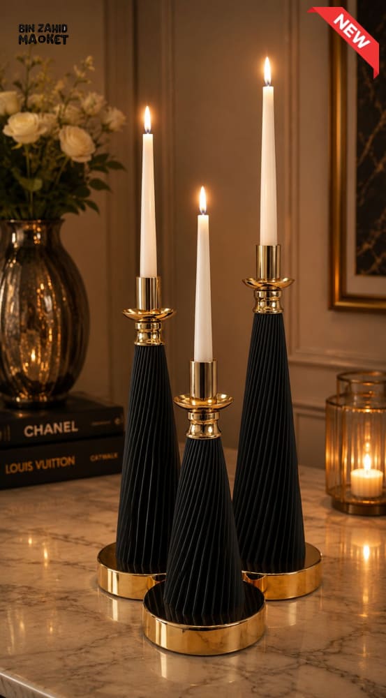 LUXURY FLUTED CANDLE HOLDER SET - 3 PCS