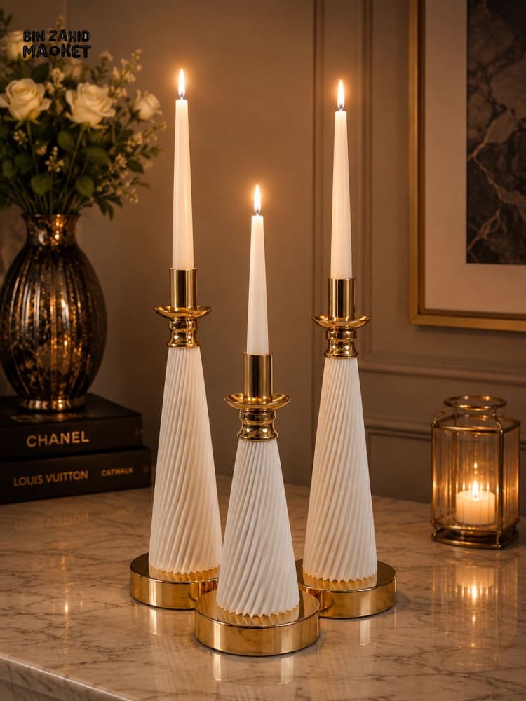 LUXURY FLUTED CANDLE HOLDER SET - 3 PCS