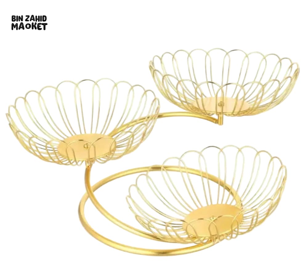 LUXURY GOLD 3-TIER FRUIT BASKET STAND