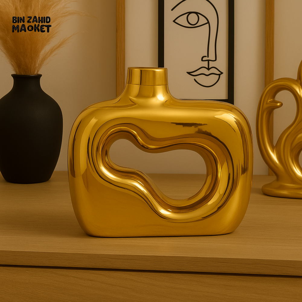 LUXURY GOLD ABSTRACT DECORATIVE VASE FOR VILLA INTERIOR - YT443G