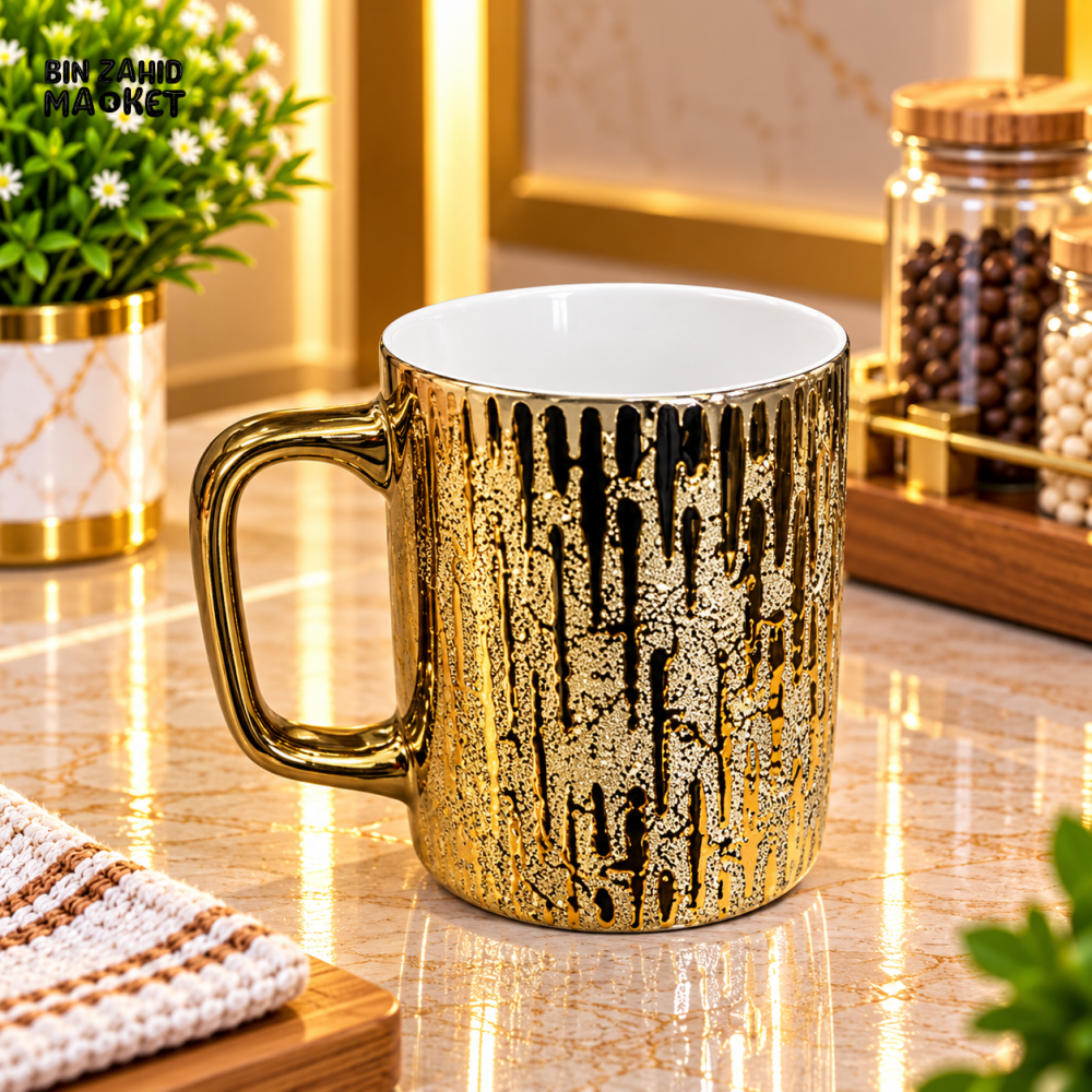 LUXURY GOLD AND BLACK TEXTURED CERAMIC MUG - Mugs