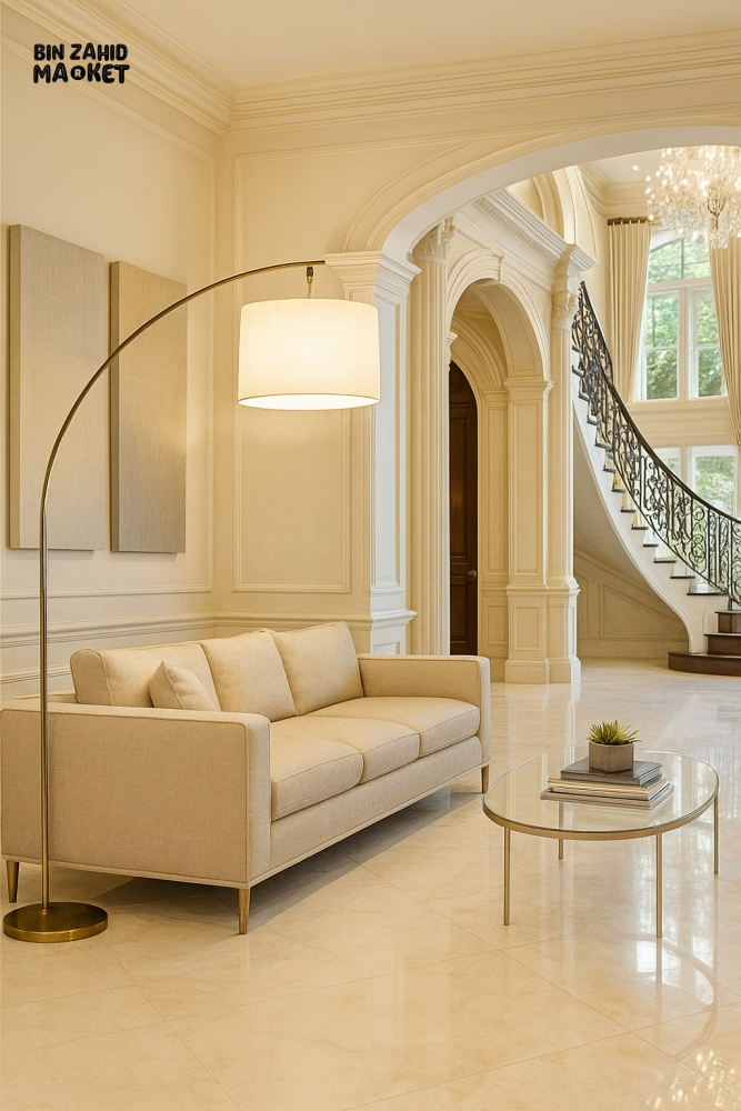 LUXURY GOLD ARC FLOOR LAMP – MODERN HOME & OFFICE DÉCOR LIGHT