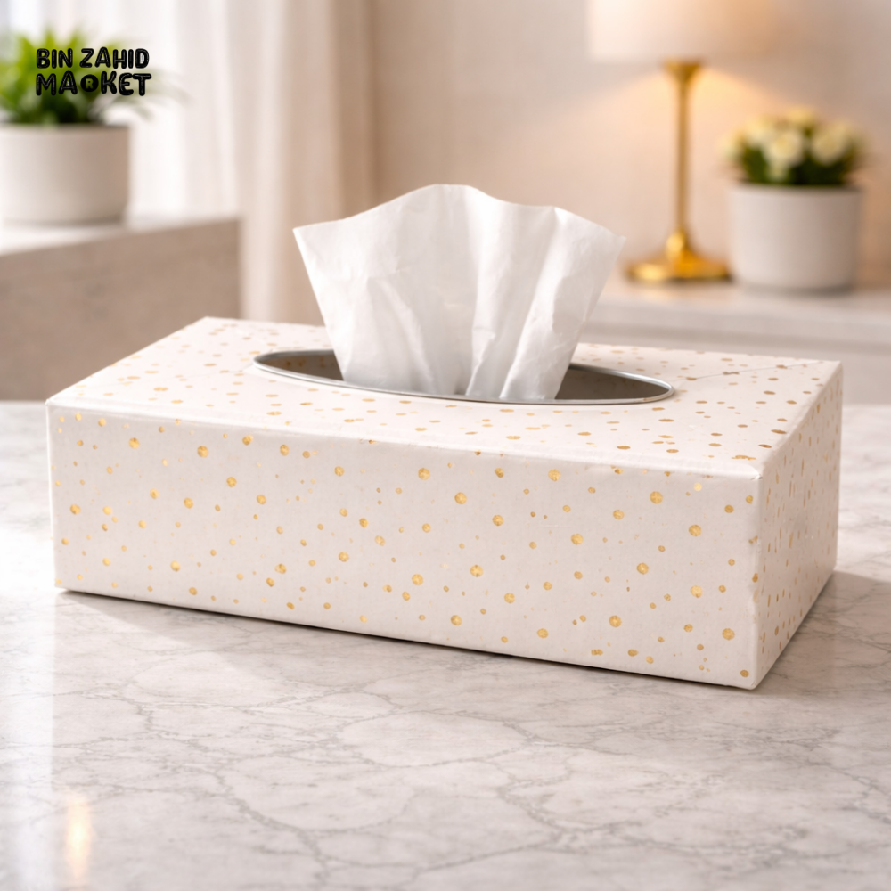 LUXURY GOLD DOT WOODEN TISSUE BOX HOLDER