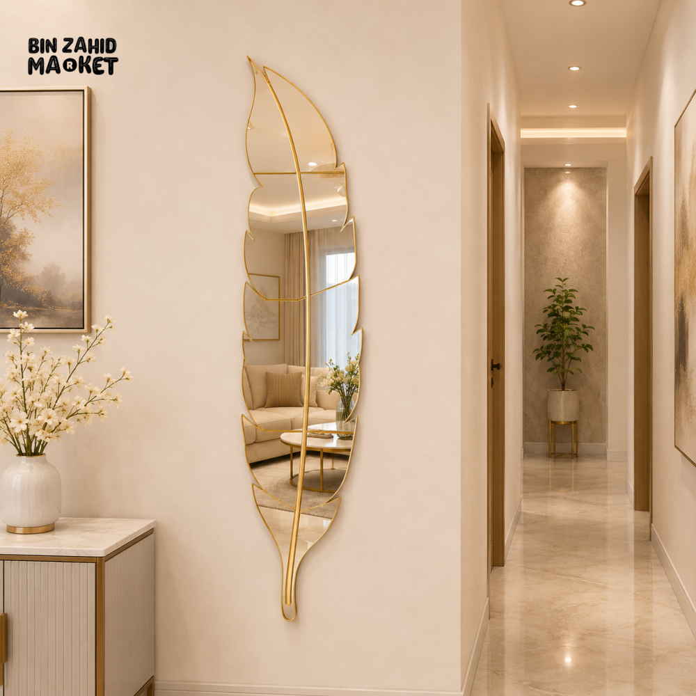 LUXURY GOLD FEATHER DESIGN WALL MIRROR