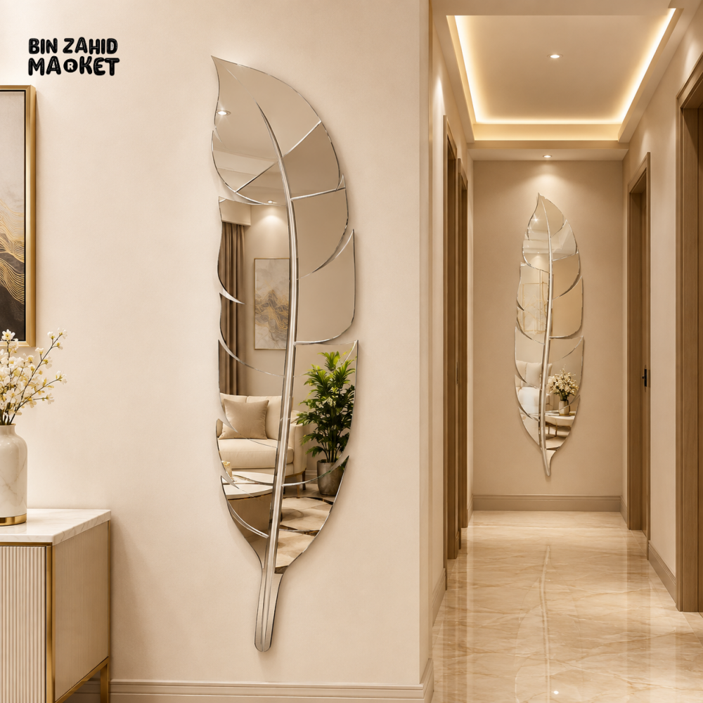 LUXURY GOLD FEATHER DESIGN WALL MIRROR