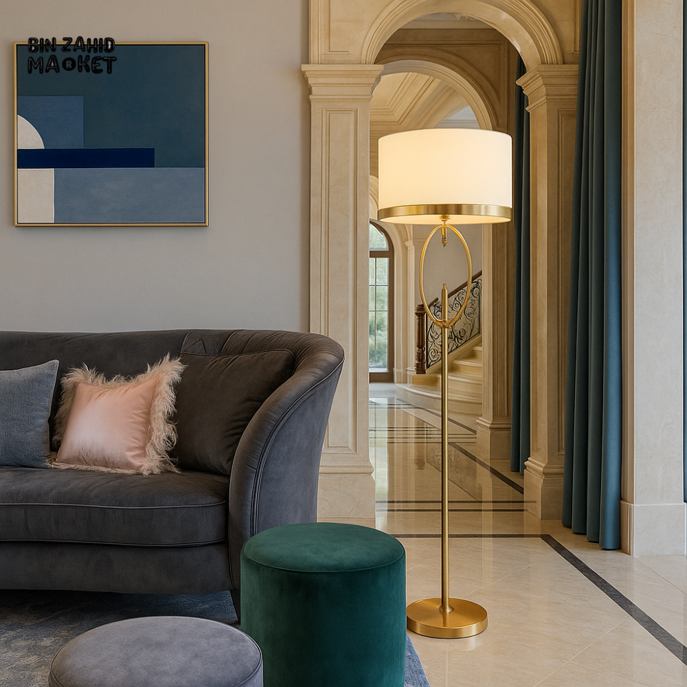 LUXURY GOLD FLOOR LAMP – MODERN VILLA STYLE INTERIOR LIGHTING