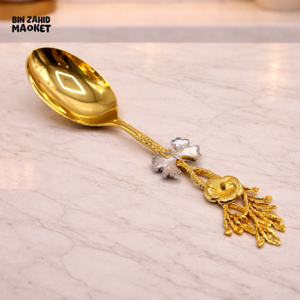 LUXURY GOLD FLORAL SERVING SPOON