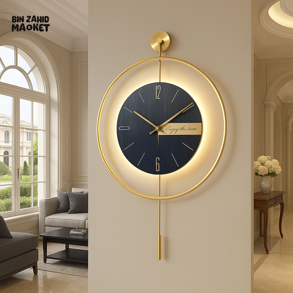 LUXURY GOLD FRAME WALL CLOCK – MODERN MINIMALIST DESIGN FOR LIVING ROOM & VILLA INTERIORS