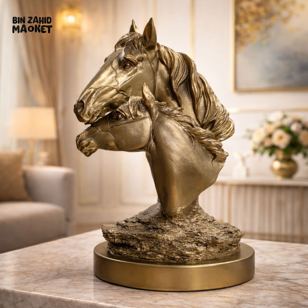 LUXURY GOLD HORSE HEAD STATUE – MODERN HOME DECOR SHOWPIECE