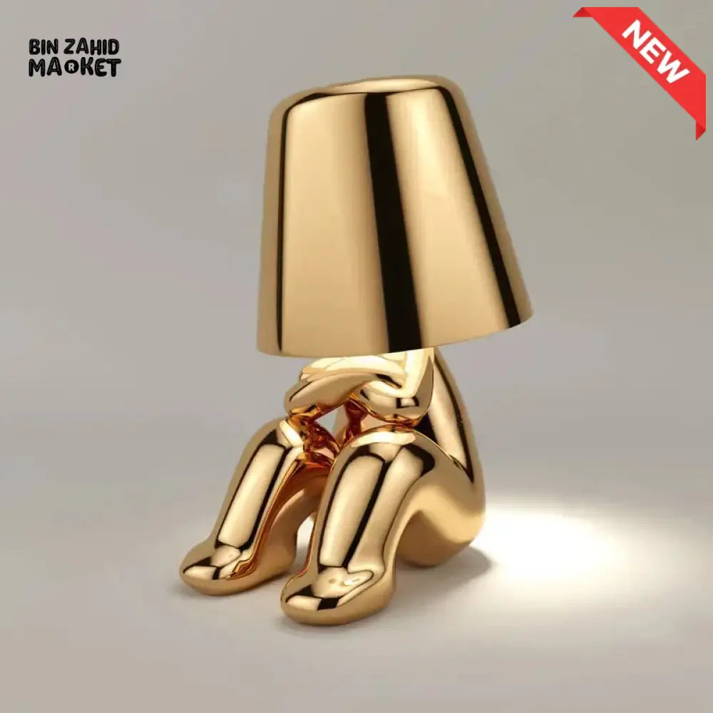 LUXURY GOLD HUMANOID LED TABLE LAMP SET – NORDIC MODERN OFFICE & HOME DECOR TOUCH DIMMING USB RECHARGEABLE NIGHT LIGHT
