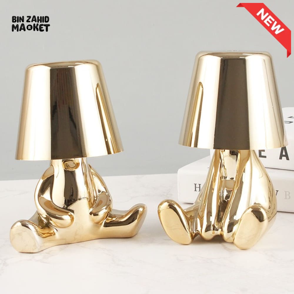 LUXURY GOLD HUMANOID LED TABLE LAMP SET – NORDIC MODERN OFFICE & HOME DECOR TOUCH DIMMING USB RECHARGEABLE NIGHT LIGHT