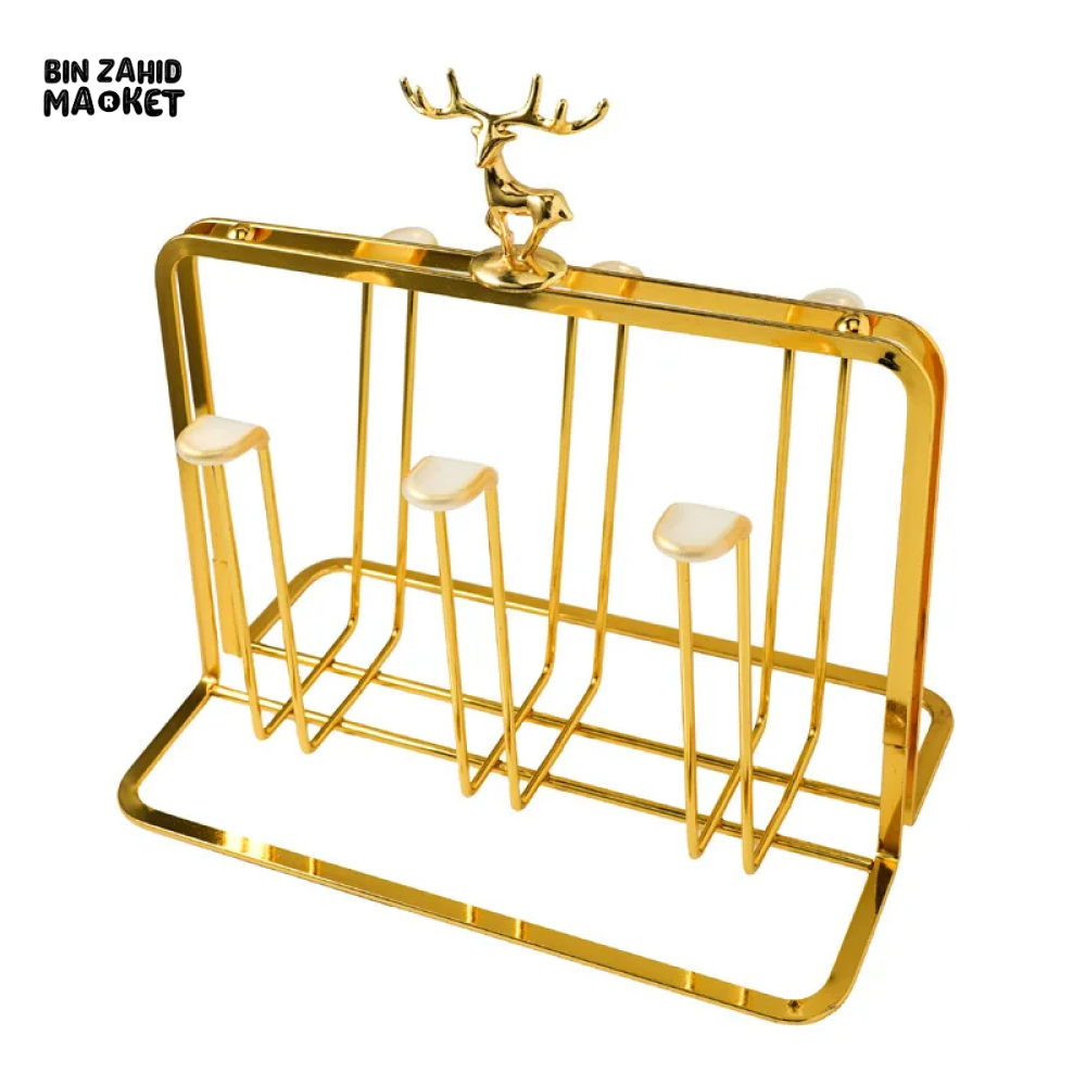 LUXURY GOLD IRON CUP DRYING RACK HOLDER TREE FOR MUGS & GLASSES