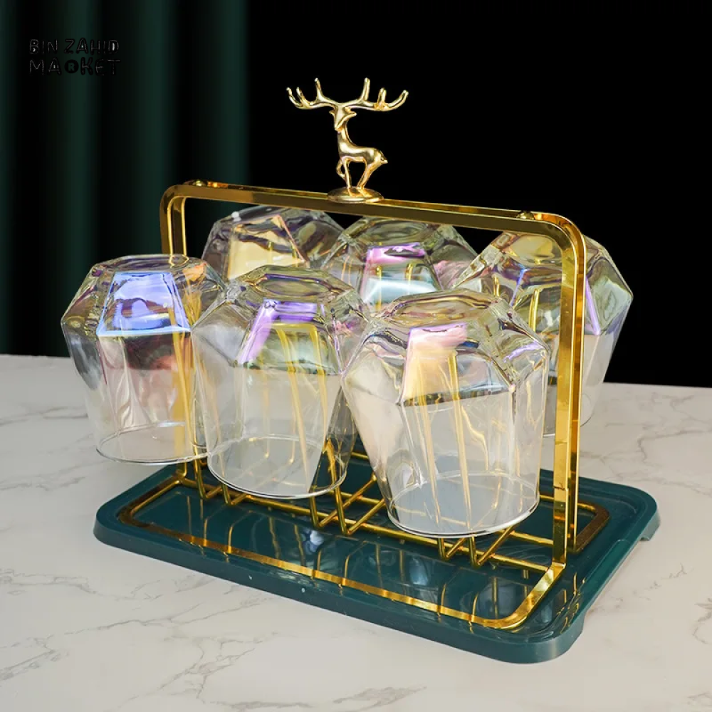 LUXURY GOLD IRON CUP DRYING RACK HOLDER TREE FOR MUGS & GLASSES