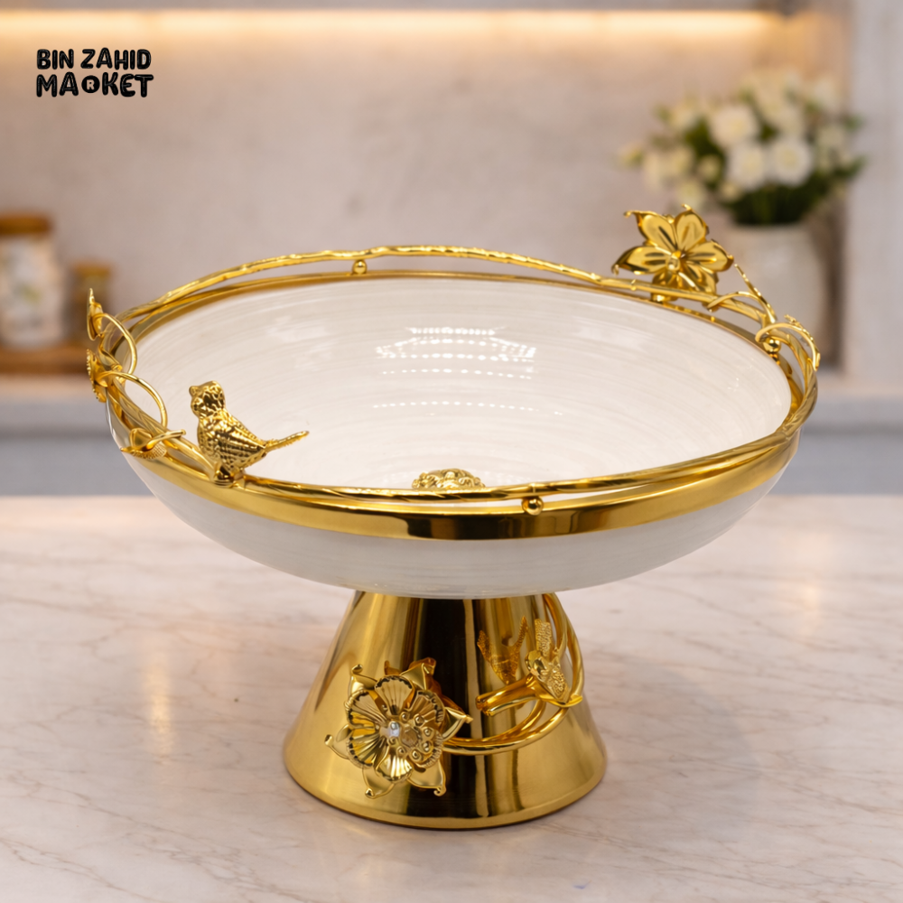 LUXURY GOLD PEDESTAL FRUIT & DESSERT SERVING BOWL